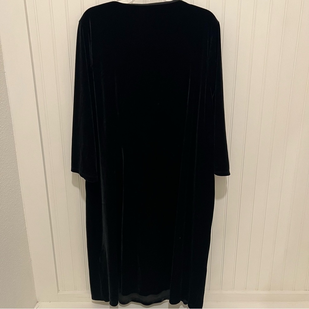 Talbots Black Sheath Dress V-Neck 3/4 Sleeve Balletcore Goth 3X - Picture 4 of 4
